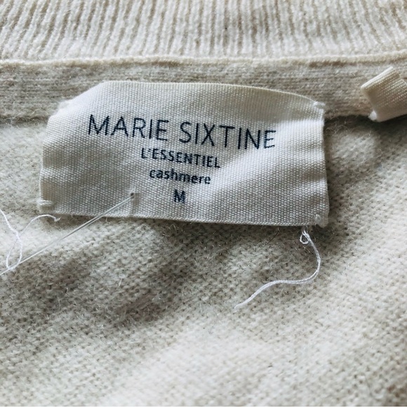 French Brand Marie Sixtine 100% Cashmere V Neck Sweater in Cream Size M - Picture 8 of 11
